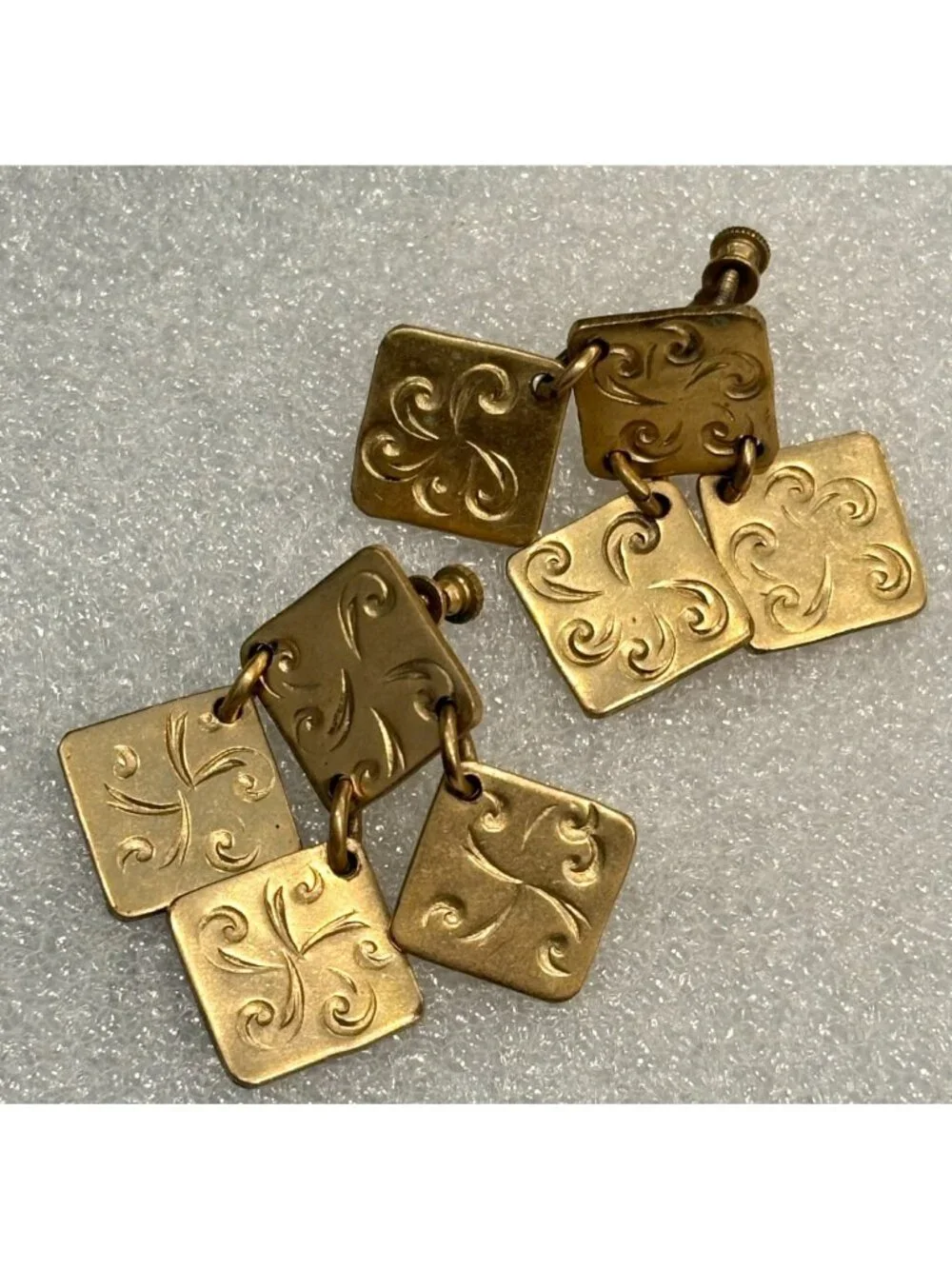 1960s Gret Barkin Hand Wrought Screw Back Earrings-Signed RARE